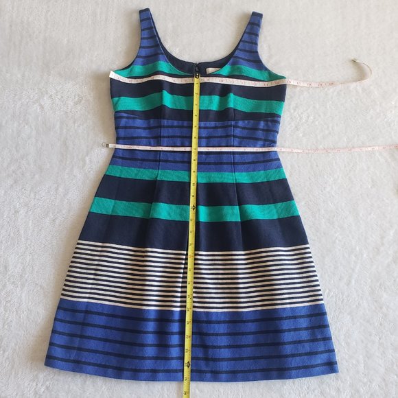 LOFT Sleeveless Fit & Flare Lined Stripe Multicolor DressSZ 00 - Picture 15 of 16